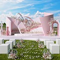 Modern Lawn Wedding Pink Korean Style Floral Art Seaside Outdoor Road Lead Curver Style Area Beautiful 3d model