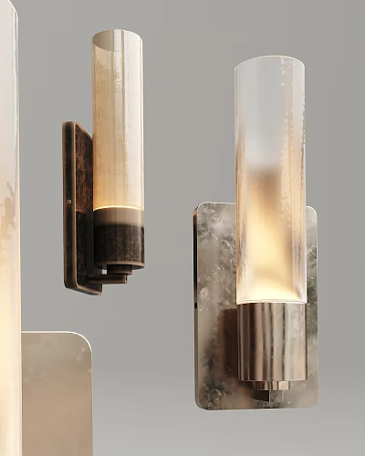 Modern Wall Sconce With Glass Shade And Metal Frame For Interior Lighting 3d model