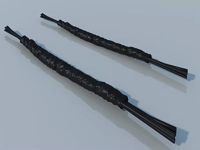 Pair Of Black Metal Swing Door Hinges With Decorative Spiral Design 3d model
