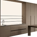 Modern Kitchen Interior With Wood Countertop Sink And Functional Cabinets
