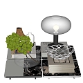 Modern Ornaments Combination Book Table Lamp Vase Tray 3d model