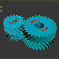 Hardware Tools Featuring Blue Gears with Red Arrows Indicating Rotation and Yellow Shafts