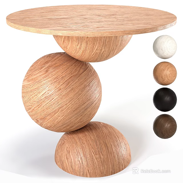 Modern Coffee Table With Stacked Wooden Spheres And Multiple Color Options 3d model 
