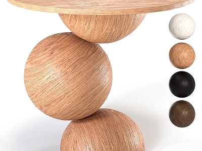 Modern Coffee Table With Stacked Wooden Spheres And Multiple Color Options 3d model