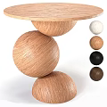 Modern Coffee Table With Stacked Wooden Spheres And Multiple Color Options
