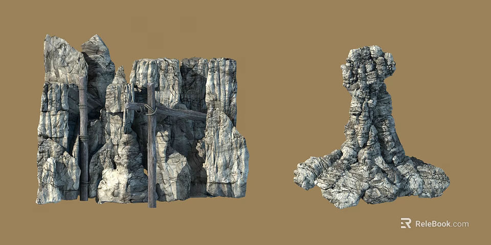 Decorative Rocky Garden Ornaments Featuring Natural Texture And Landscape Design Elements 3d model 