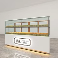 Multi Layer Glass Display Shelf With White Base For Bread In Bakery 3d model
