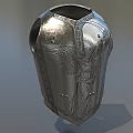 Silver Medieval Armor Engraved With Angelic Figure And Metal Rivets Design