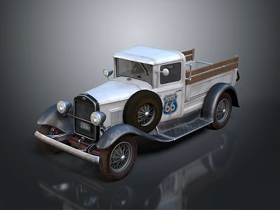 Vintage Classic Truck Design With Wooden Bed And Classic Front Details 3d model