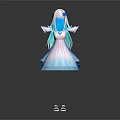 Blue And White Gradient Dress With Fluffy Skirt Wing Decoration And White Shoes