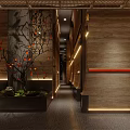 Elegant Modern Restaurant Interior With Wooden Decor Ambient Lighting And Seating Area