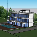 Modern Luxury Beachfront Apartment Building With Pool Terrace And Palm Trees