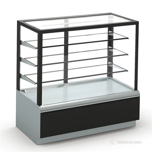 Modern Commercial Glass Display Case With Multiple Shelves And Metal Base 3d model 