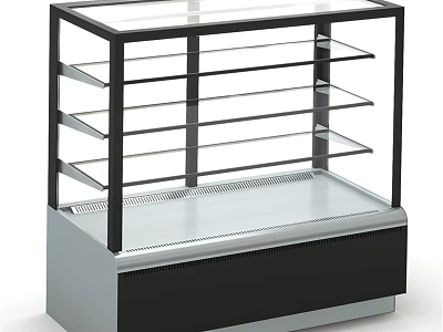 Modern Commercial Glass Display Case With Multiple Shelves And Metal Base 3d model