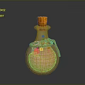 Elegant Transparent Glass Bottle With Cork Stopper And Yellow Rope Decoration
