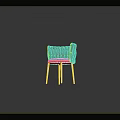 Modern Woven Back Chair With Light Gray Cushion And Brown Metal Legs