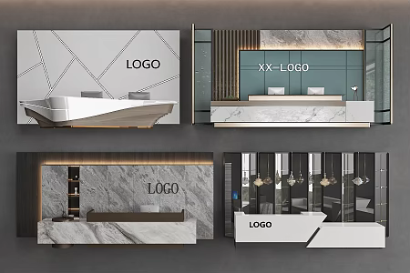 Front desk Background wall Service desk Reception desk 3d model