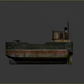 Vintage Water Transport Ship With Weathered Green Red Hull And Deck Structure