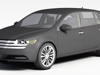 Black Modern Car With Sleek Body Alloy Wheels And Front Headlights 3d model