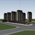 Modern Commercial Street With High Rise Buildings And Retail Stores