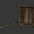 Damaged Wooden TV Stand Featuring Broken Drawers And Detached Cabinet Doors