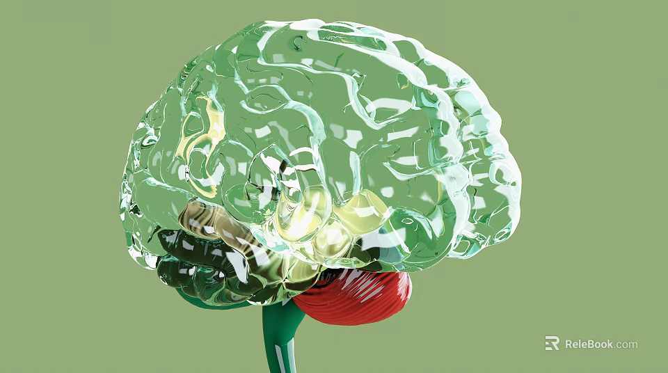 Medical Device Transparent Brain Model With Illuminated Internal Structures For Neurological Education 3d model 