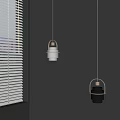 Modern Pendant Lights Hanging On Gray Wall With Window Blinds Interior Design 3d model