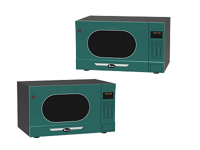 Two Modern Green Microwave Ovens As Essential Kitchen Appliances With 3d model