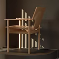 Black And Wooden Dining Chairs With Sunlight Shadows On Indoor Display Platform Scene