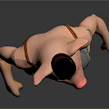 Muscular Pig Game Movie Character Wearing Black Hat And Gray Pants With Suspenders