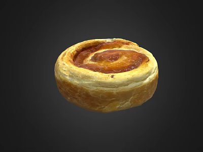 Freshly Baked Golden Brown Cinnamon Roll With Flaky Pastry Swirl 3d model