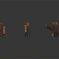 Multiple Brown Wooden Scene Components With Furniture Supports And Metal Connectors
