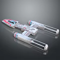 Futuristic Sci Fi Spaceship Model With Sleek Design And Silver Red Details