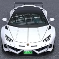White Super Sports Car with Black Roof and Rear Spoiler Aerodynamic Design