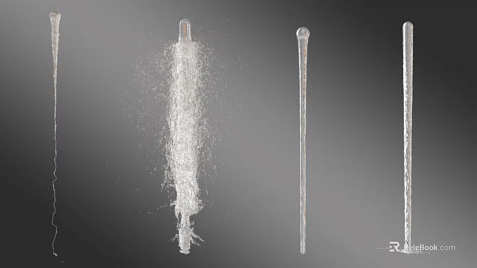 Water Fountain Design Featuring Flowing Water And Vertical Jet Spray Structures 3d model 