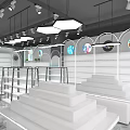 Modern Lollipop Specialty Store With White Display Counters Bright Lighting And Spacious Interior 3d model