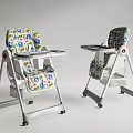 Colorful Children's High Chair With Cartoon Animal Prints Removable Tray And Wheels