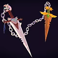 Colorful Fantasy Weapons With Chain Linked Sword And Dagger Decorative Details