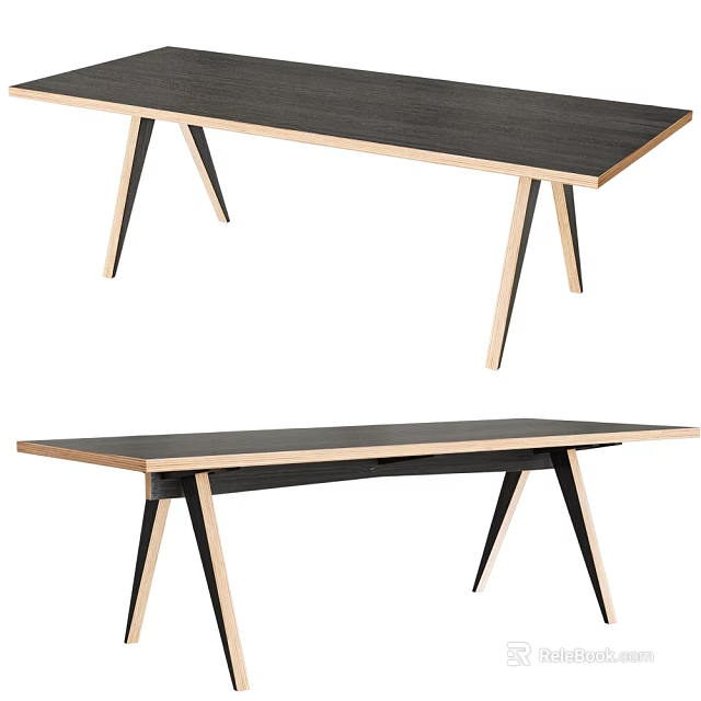 Modern Minimalist Coffee Table With Dark Top And Light Geometric Legs 3d model 