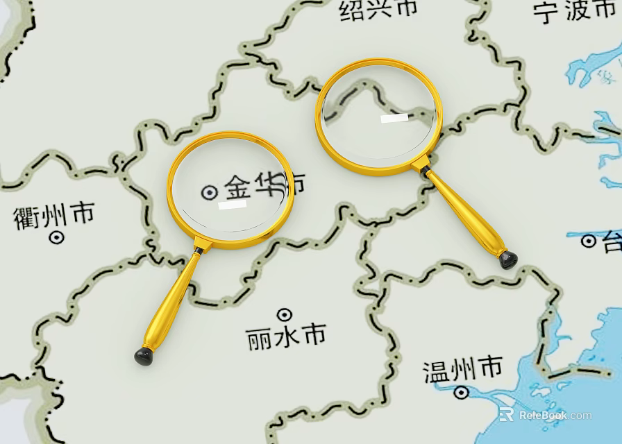 Practical Magnifying Glass For Viewing City Names On Regional Map 3d model 