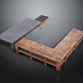 Modern Furniture Set With Metal Frame Long Table And Wooden L Shaped Bench
