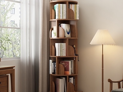 Living Room Storage Rack Rotating Bookshelf Decorative Cabinet 3d model