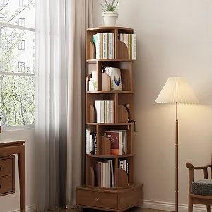 Living Room Storage Rack Rotating Bookshelf Decorative Cabinet 3d model