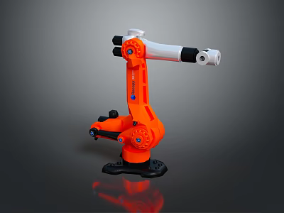 Game Movie Character Orange Robotic Arm With White Black Components And Mechanical Structure 3d model