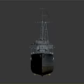 Historical Military Warship Model With Detailed Naval Water Vessel Design And Structure