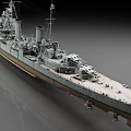 Realistic 3D Model Of A Battleship With Turrets And Superstructure