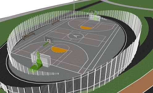 modern basketball court 3d model