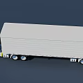White Commercial Truck With Long Enclosed Trailer And Multiple Wheels Simple Design