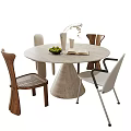 Dining table and chair combination round dining table dining chair 3d model