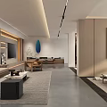 Modern Living Dining Room Interior Design With Sofa Coffee Table Decorative Painting And Plants